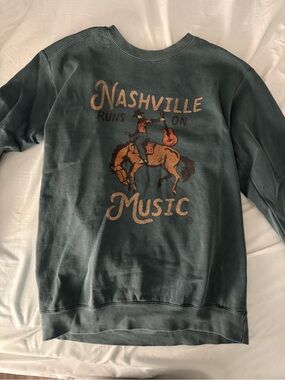 Nashville Music Graphic Crewneck Sweatshirt - Teal